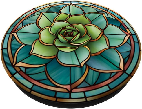 Beautiful Stained Glass Succulent Plant Lover Aesthetic PopSockets Standard PopGrip