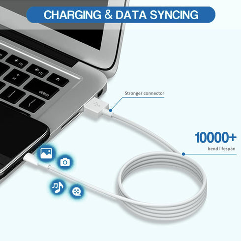 MFi Certified 12W USB Wall Charger & 6.6FT Lightning Cable for iPhone, iPad, iPad Mini, iPad Air - Foldable & Portable.
