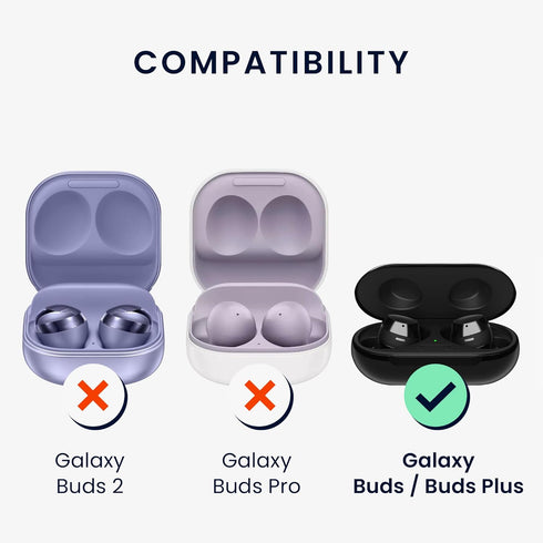 kwmobile Straps Compatible with Samsung Galaxy Buds/Buds Plus - 2X Silicone Holder for Wireless Earphones in Black/Red