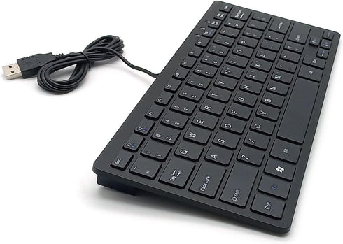 Mini Wired Keyboard (English), Ultra Thin Portable 78 Keys USB Multimedia for Desktop, Laptop, Windows