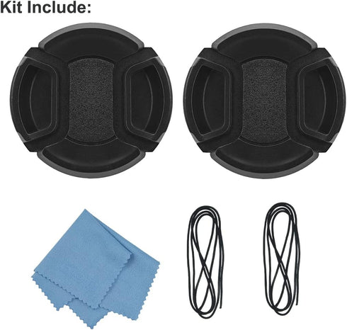 SIOTI 39mm Lens Cap, 2 Packs + 1 Cleaning Wiper, Compatible with Camera Lens & Filter Adapter Ring