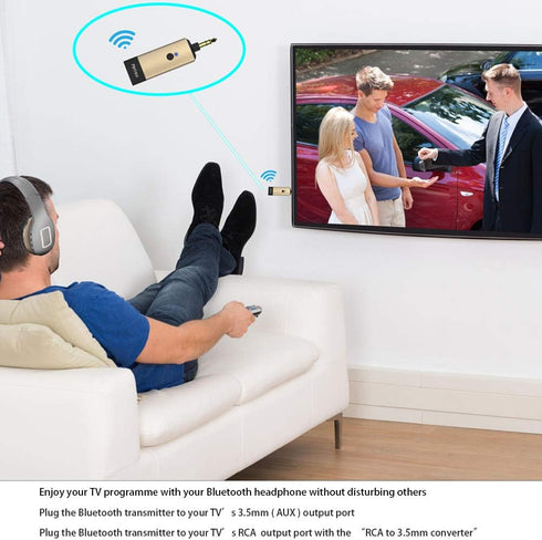Aluminum Mini Bluetooth Transmitter with 3.5mm Male Jack for TV/MP3/PC/PS4, Wireless Sender and Adapter
