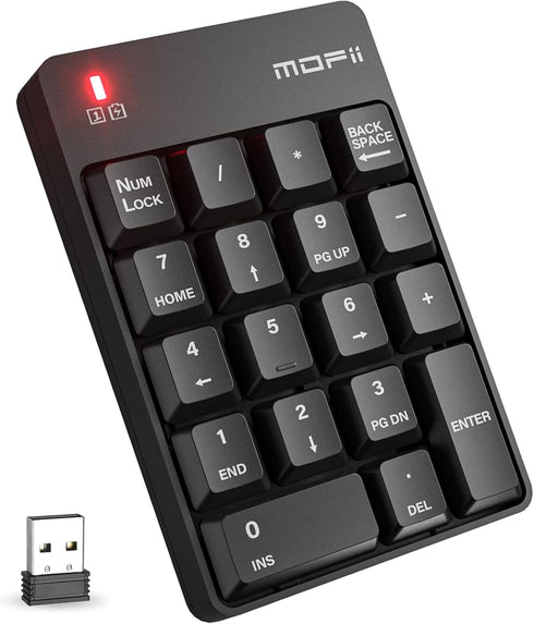 MOFII Number Pad - Black Wireless 2.4G Numeric Keypad Silent 19 Keys USB