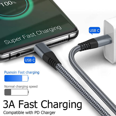 Puxnoin USB C to USB C Cable 6ft 60w, 3Pack USB C Cable, PD Type C Charging Cable Fast Charging Compatible with iPhone 15, MacBook Pro, iPad Pro, Galaxy S20 and Other USB C Charger by Puxnoin