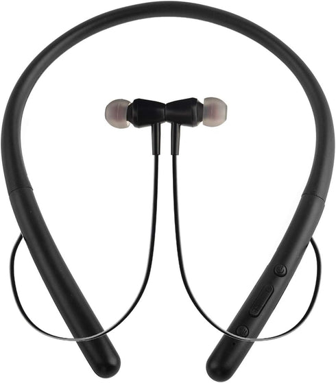 Bluetooth Wireless Neckband Headphones, Bluetooth 5.0, 20H Playtime, Magnetic Earbuds, Noise Cancelling Mic (Black)