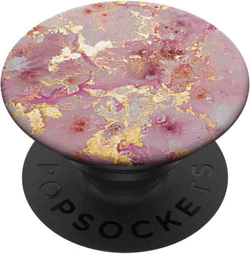 Cute Pink Purple-Gold Natural-Marble Background PopSockets Standard Grip