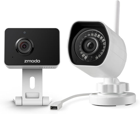 Zmodo Cameras for Home Security (Indoor & Outdoor Camera Bundle), 1080p HD, Wireless WiFi, Motion Detection, Night