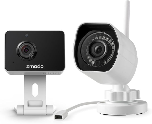 Zmodo Cameras for Home Security (Indoor & Outdoor Camera Bundle), 1080p HD, Wireless WiFi, Motion Detection, Night