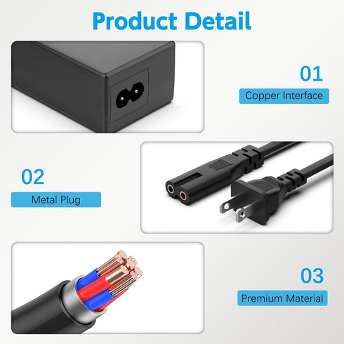LJO-EEIH 12V Power Cord for Insignia TV, Compatible with 19" to 32" Models, Power Supply Replacement