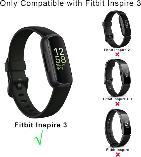 PACK 3 Silicone Bands for Fitbit Inspire 3 Replacement Wristbands for Women Men, Adjustable Soft Waterproof Sport Bands Compatible With Fitbit Inspire 3 Fitness Tracker(NOT for Inspire HR/Inspire1)