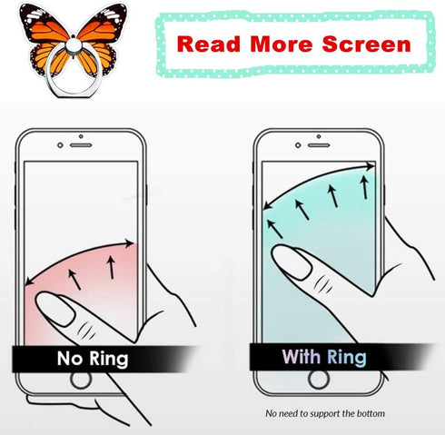 Butterfly Phone Ring Stand Holder, 360 Rotation Finger Ring Grip Stand for Cell Phones and Tablets