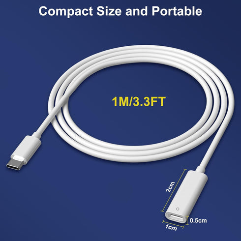 iMangoo USB-C Charging Adapter Cable, 3.3 FT for Apple Pencil 1st Generation, iPad 10 Tablet, USB Type C to Lightning