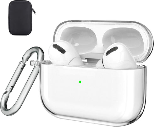 valkit Compatible Airpods Pro Case Cover | Clear Soft TPU Protective Case 2019 with Keychain, Shockproof - Transparent