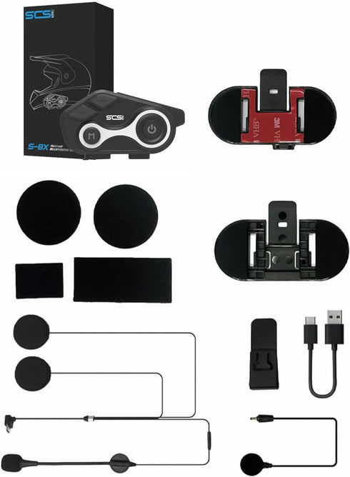 Motorcycle Bluetooth Intercom Helmet Headset, Music Sharing for 2 Riders, Waterproof IP67
