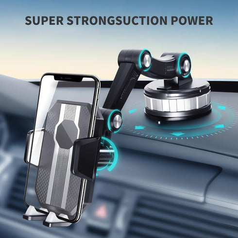 Car Phone Holder Mount: Suction Cup Stand for Universal Dashboard/Windshield, One-Button Pop-up (Black)