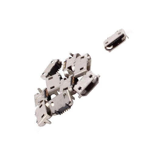 uxcell 10 Pcs USB Standard Micro Type B Female Jack 5 Pin, Metal Charging Port Socket Angle Dip Repair Replacement Parts