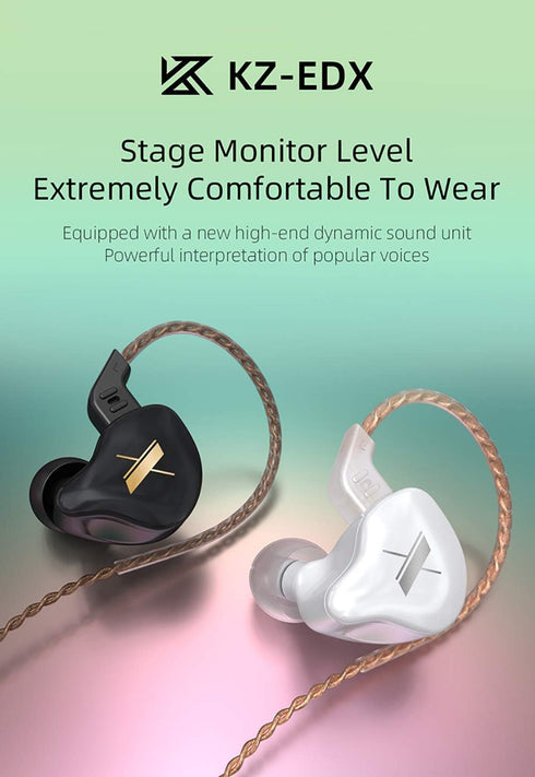 KZ EDX in-Ear Monitors, HiFi Stereo Stage/Studio IEM Wired Noise Isolating Sport Earphones/Earbuds/Headphones with Detachable Cable 2Pin for Musician Audiophile (with Mic, Black)