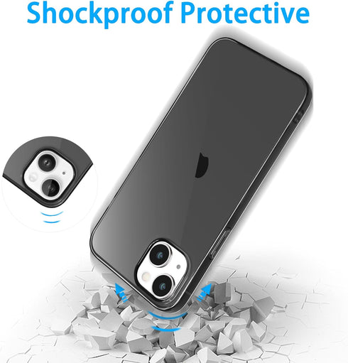 JJGoo Clear Transparent Soft Shockproof Case for iPhone 14 Plus 6.7 inch 2022, Slim Thin Bumper Cover - Black