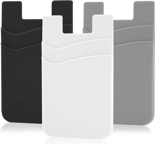 SS Card Holder for Phone Case, Phone Wallet Stick on Adhesive Silicone Cell Phone Pouch, Suitable for iPhone, Samsung