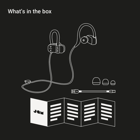 JAM Live Fast Earphones: Black, 30 ft Bluetooth, IP67 Sweat Resistant, 12 Hour Battery, Hands-Free, 3 Sizes Included.