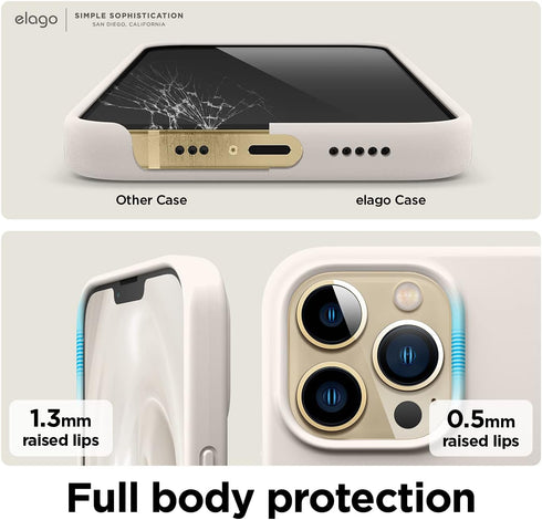 elago iPhone 13 Pro Case, Premium Liquid Silicone, Full Body Protection, 3 Layer Shockproof Cover, Stone