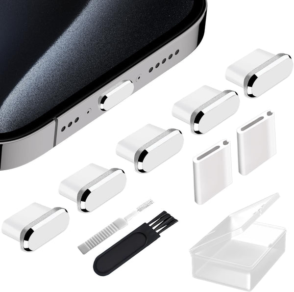 USB C Anti Dust Plugs Type C Charging Port Cover 5 Pack, Charger Protector Cap with Cleaning Brush Compatible with