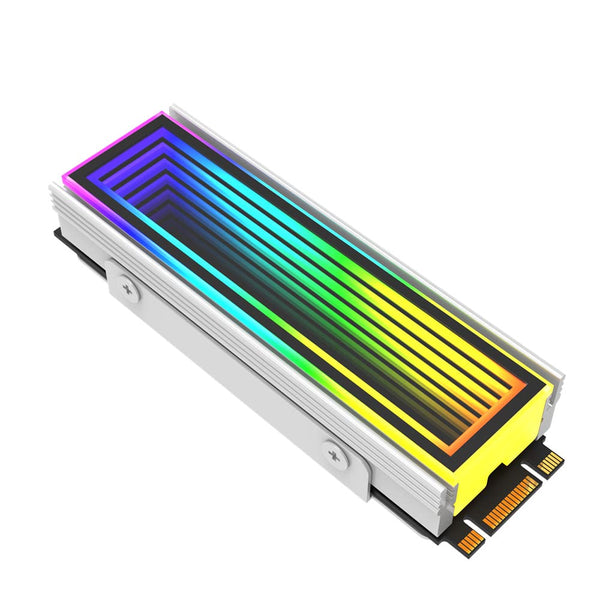 M.2 2280 ARGB Hard Drive Heatsink Cooling SSD Cooler, 5V 3Pin RGB Sync, Efficient Heat Dissipation, White