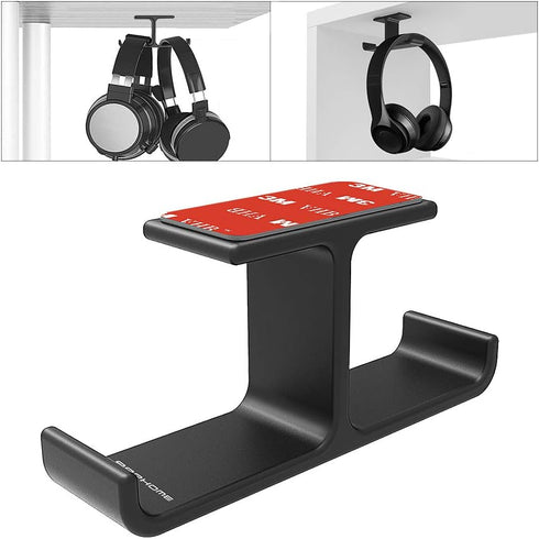 Headphone Hanger Stand, Aluminum Under Desk Hook, Dual Headsets Holder Mount for PC Gaming Accessories