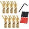 Tertullus 8 Pcs Pure Copper Speaker Spade Connectors, 45 Degree Gold Plated Screw Locking Adapter Fork Spade Plugs