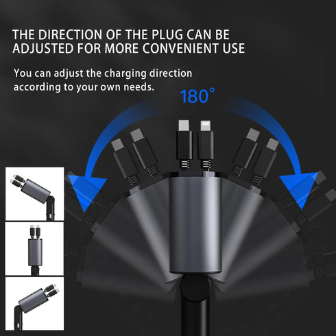 Kwak's USB C Retractable Car Charger Adapter, Fast Charge Compatible with iPhone 15/15 Pro Max (Double Type-C)