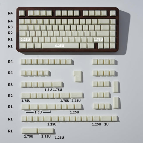 PBT White Jade Keycaps, 154 Keys Cherry Profile Double Shot Keycap Set for Mechanical Keyboard 61/64/84/87/104/108