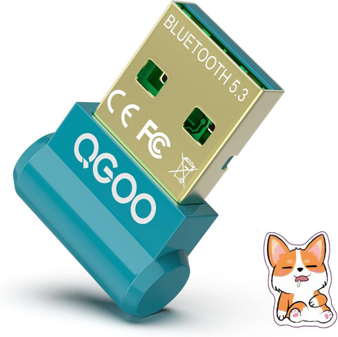 USB Bluetooth Adapter for PC, QGOO Bluetooth Dongle 5.3 EDR, Wireless Receiver for Desktop and Laptop - Green