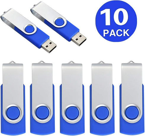 Aiibe 10 Pack 4GB USB Flash Drive, Blue Thumb Drives, USB 2.0 Memory Stick Wholesale/Bulk