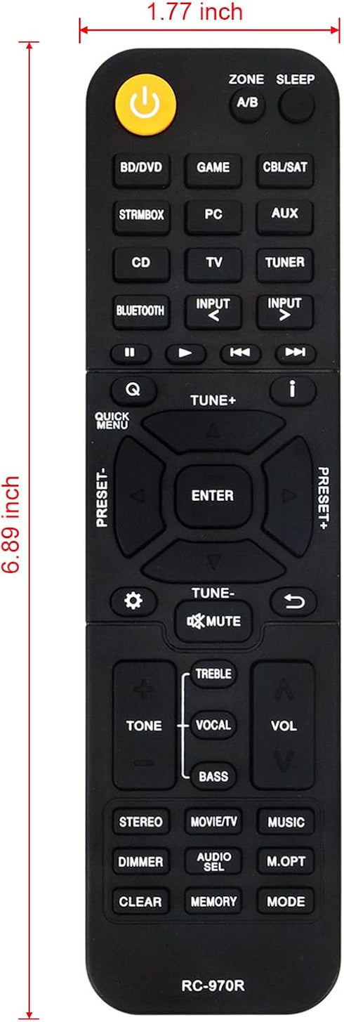RC-970R Replacement Remote for Onkyo AV Receiver HTS3910 HT-S3910 TXSR393 TX-SR393 HT-R398 HTR398 TX-SR494 Home Theater
