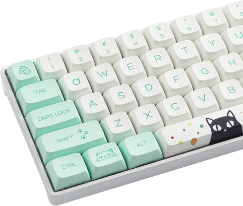 Hyekit PBT Keycaps, 130 Keys, Cute Cat Keycaps, Dye-Sublimation, XDA Profile Custom Keycaps for Cherry Gateron MX