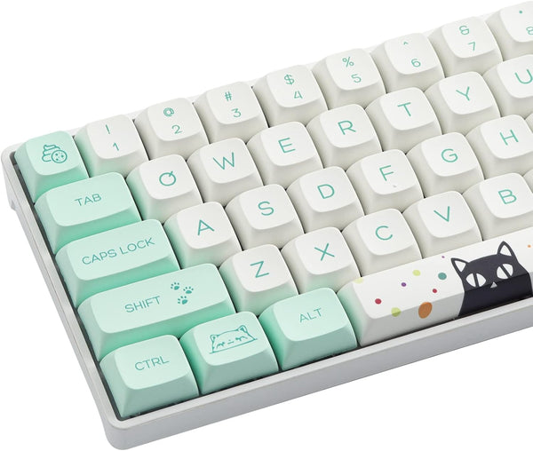 Hyekit PBT Keycaps, 130 Keys, Cute Cat Keycaps, Dye-Sublimation, XDA Profile Custom Keycaps for Cherry Gateron MX