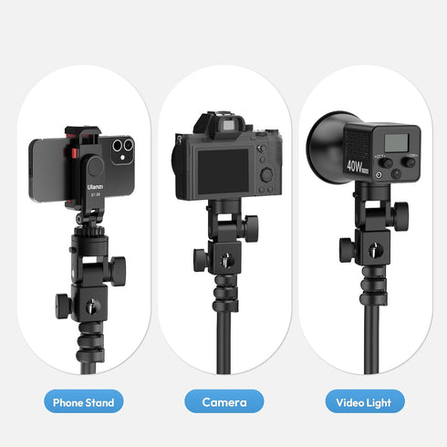 LA04 1/4 180 6.6lb/3kg ULANZI Light Stand Mount Adapter with Screw, Quick Release Mounting Plate for Camera Monitor