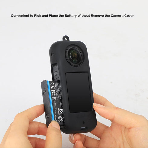 LICHIFIT Silicone Case Lens Cap - Protective Cover Shell Skin with Lanyard for Insta360 X3 Action Camera Accessories