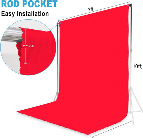 LYLYCTY 7X10 Red Backdrop for Photoshoot, Professional Photo Backdrop Background Curtain for Product Photography