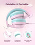 iClever HS19S Kids Headphones: Safe Volume 85/94dB, Foldable Over-Ear Stereo Sound, Mic, 3.5mm for iPad/Computer.