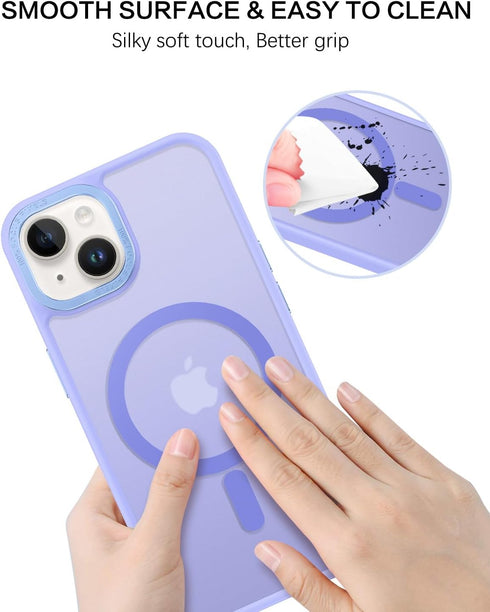 BENTOBEN Translucent Matte Magnetic Case for iPhone 14 Plus, Compatible with MagSafe, Purple Blue