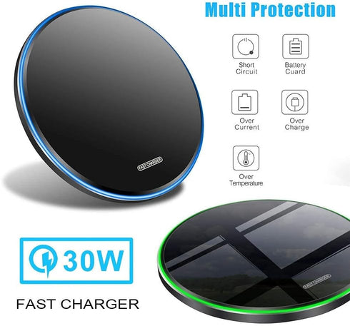 Wireless Charger • 30W Max Charging Pad • Compatible with Samsung Galaxy S23/S22/S21/S21 Ultra/S20/Note 20/10, Google