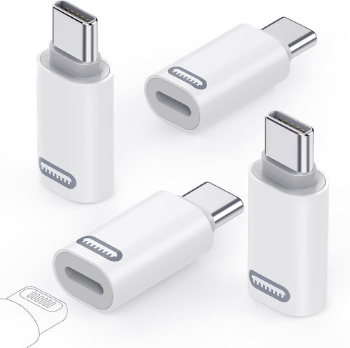 MoKo Lightning to USB C Male Adapter 4 Pack, Fast Charging Adapter for iPhone 15/16 Pro/Max, Galaxy S24, White