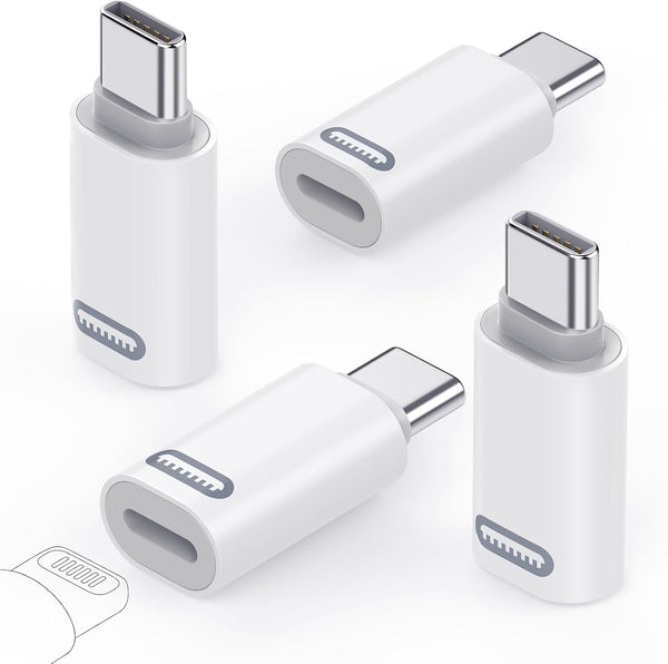 MoKo Lightning to USB C Male Adapter 4 Pack, Fast Charging Adapter for iPhone 15/16 Pro/Max, Galaxy S24, White