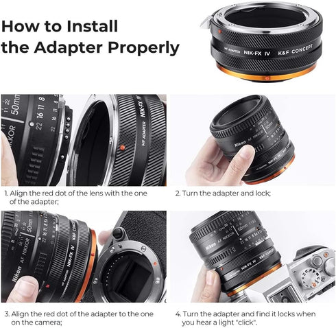 K&F Concept IV PRO NIK-FX Lens Mount Adapter with Aperture Control Ring for Nikon F Series Lens to Fujifilm X-Series