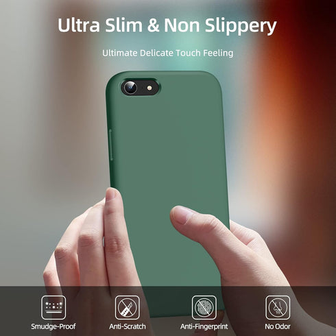 Dssairo 3 in 1 Liquid Silicone Ultra Slim Shockproof Case for iPhone SE 2022/3rd/2020/2nd Gen, 7/8 with 2 Pack Screen
