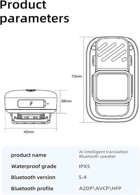 BYDGUMEI Wearable Bluetooth Speaker-miniWaterproof Speaker Cip Type - Buit-in Microphone forHands-Free Music and Call