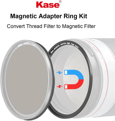 Kase 72mm 72mm Magnetic Lens and Filter Adapter Ring Kit - Convert Screw-in Thread Filter to Magnetic, Ultra-Thin