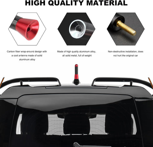VCYOPN 1.43 Inch Car Short Antenna, Waterproof Carbon Fiber Auto Antenna Replacement Mast with Screws, Aluminum AM/FM