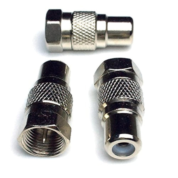 Cess F Type Male to RCA Female Connector Coupler - Coax Cable Adapter Video (10 Pack)